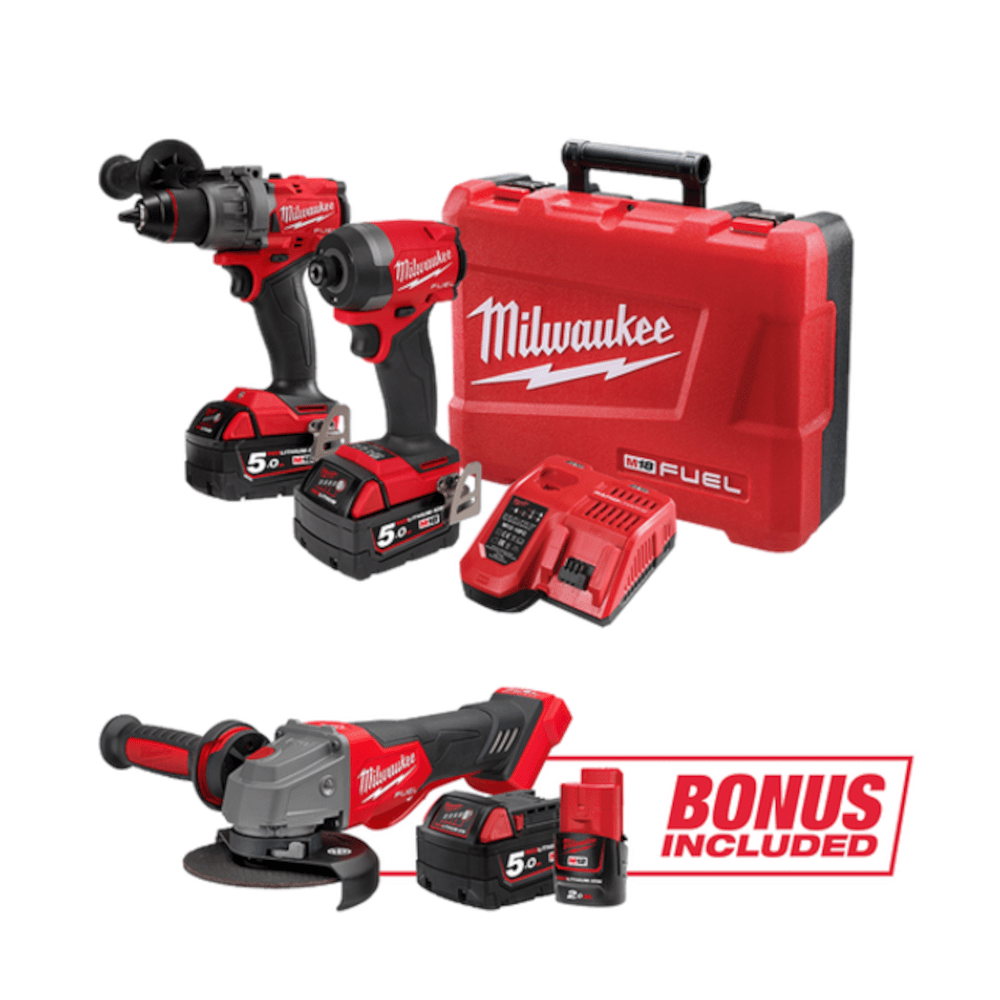 Milwaukee 2Pce 18V 5.0Ah FUEL™ Hammer Drill + Impact Driver Kit M18FPP2A3BF502C *Limited Edition - Stock Arriving November 2025*