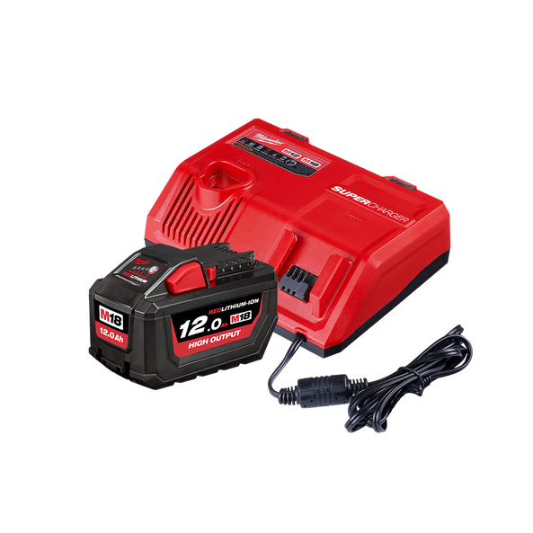 Milwaukee 18V 12.0AH M18™ REDLITHIUM™ HIGH OUTPUT™ Super Charger Starter Pack M18HOSPS121B