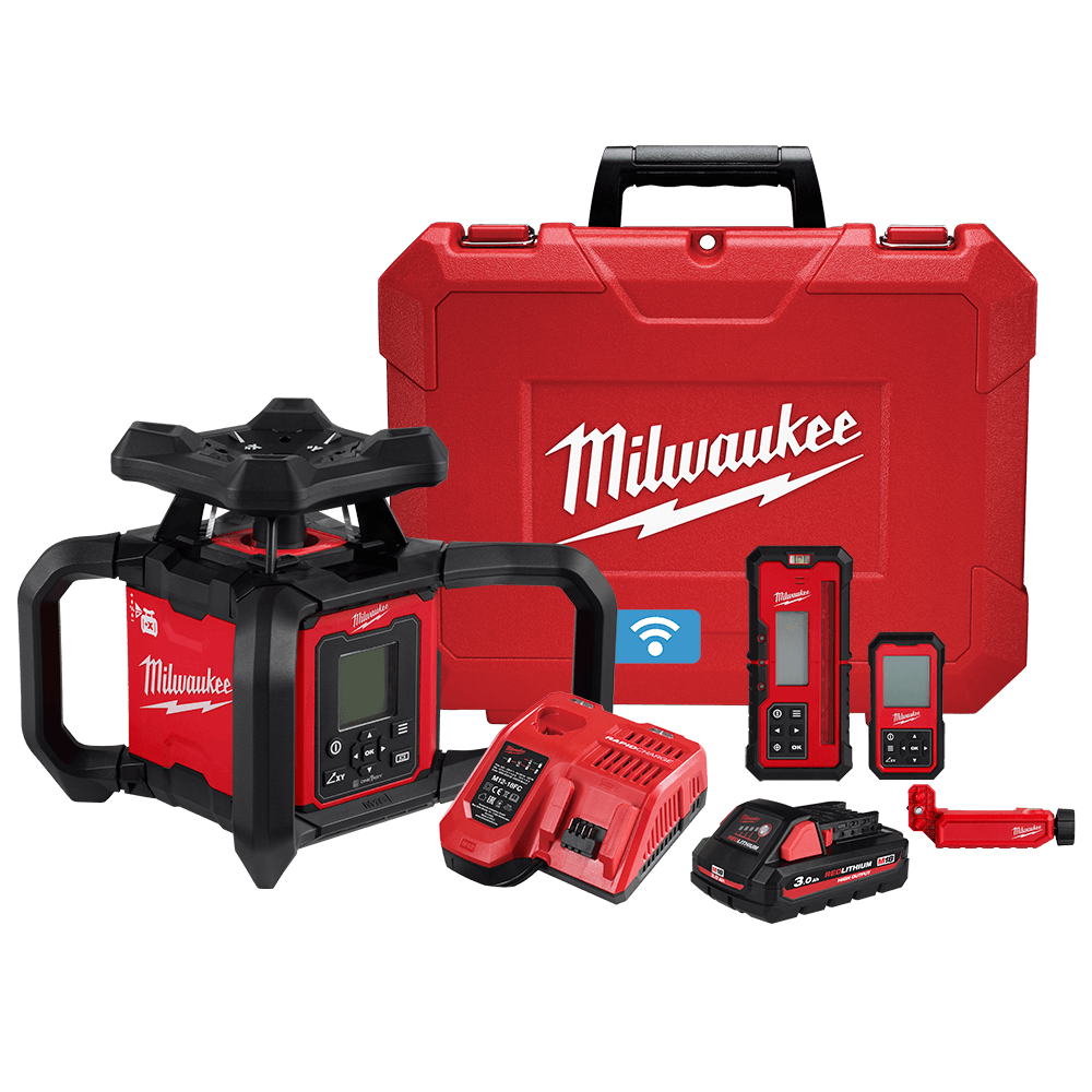 Milwaukee M18™ Dual Grade Rotary Laser 1,220m (4000') Red Kit M18RL1220-301C
