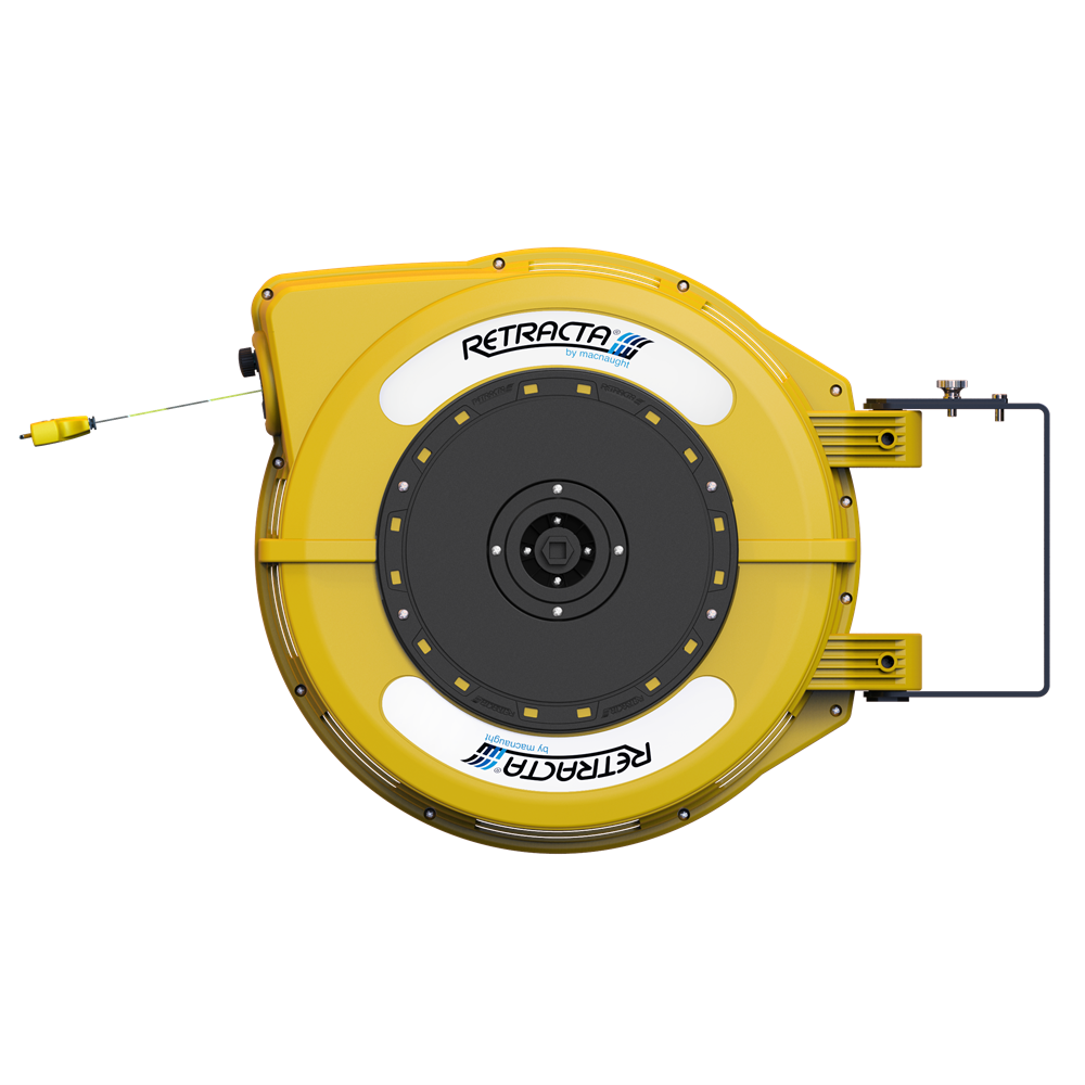 Macnaught Retracta Barrier Reel (Yellow) - Yellow/Black Caution x 25M Tape C1BYB5025Y