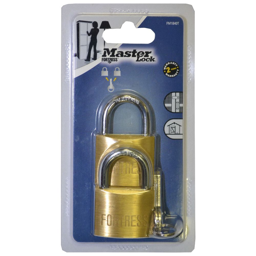 Master Lock 40mm Fortress Brass Padlock With 21mm Shackle | Single, Double, or Four Pack
