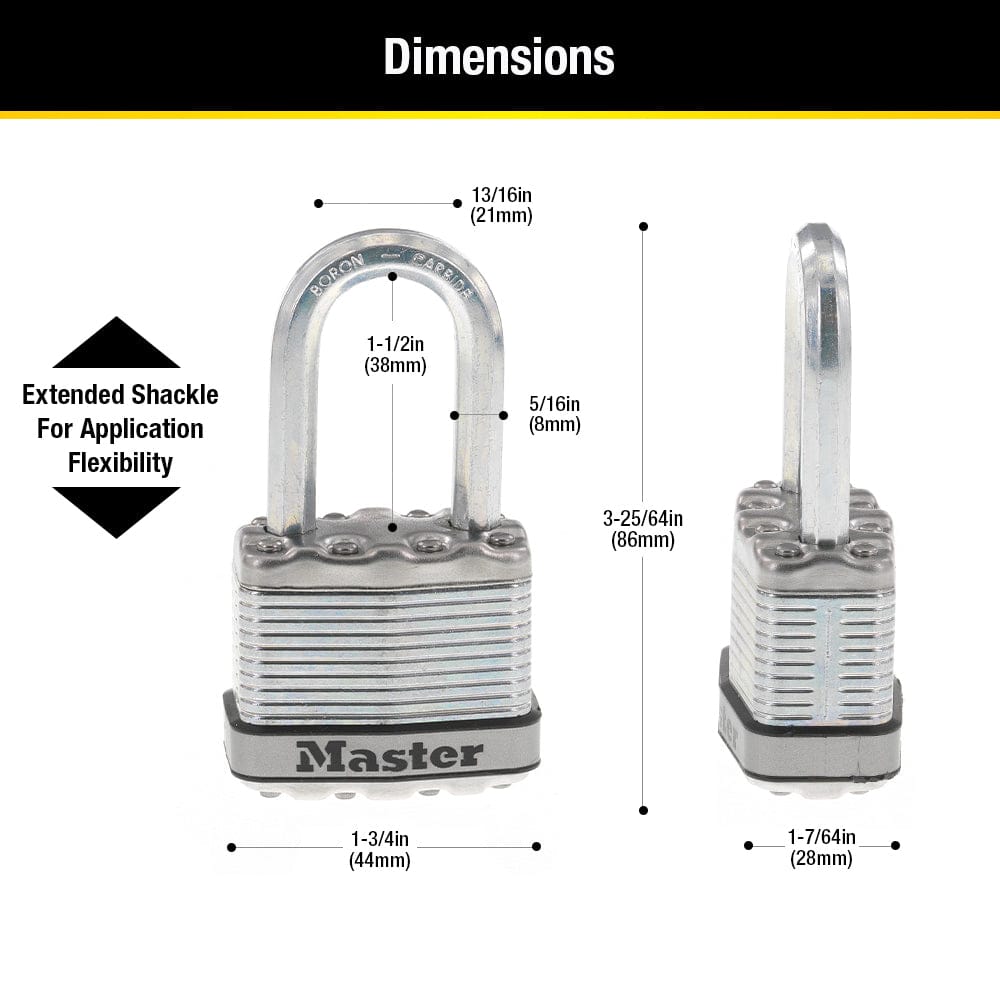 Master Lock 45mm Magnum Laminated Steel Padlock With 38mm Shackle M1QLF | 4 Pack