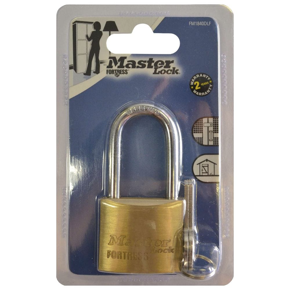 Master Lock 40mm Fortress Brass Padlock With 38mm Long Shackle FM1840DLFAU