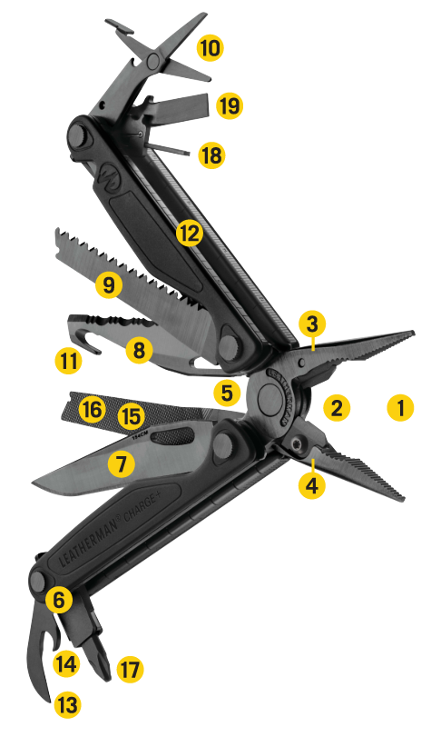 Leatherman Multi-Tool, 19 In 1 Charge + Black YL832601