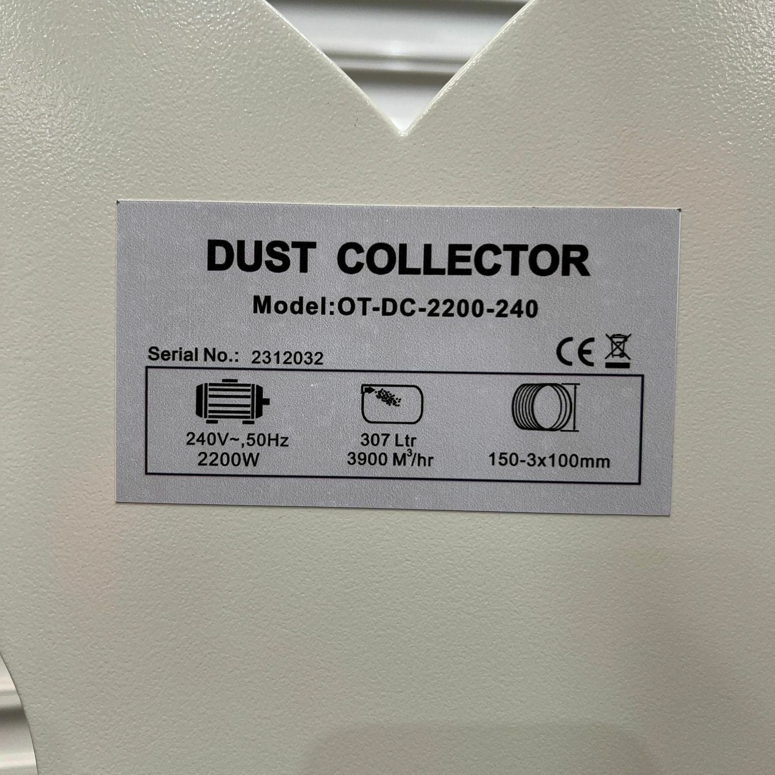 Oltre Dust Collector 3HP 2 x Filter (Needlefelt Top + Plastic Bottom Bag) OT-DC-2200