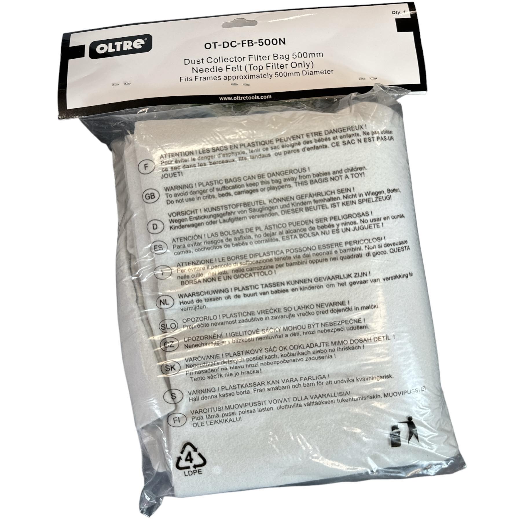 Dust Collector Filter Bag 500mm OT-DC-FB-500 by Oltre
