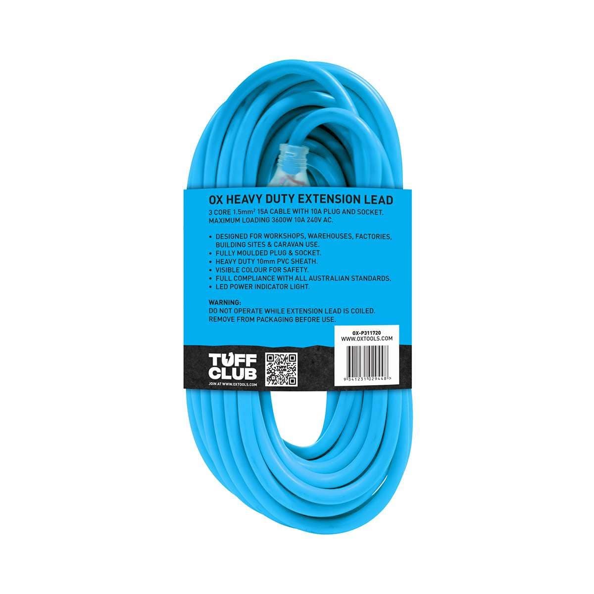 15Amp Lead & 10Amp Plug 30m Heavy Duty Extension Lead OX-P311730 by Ox