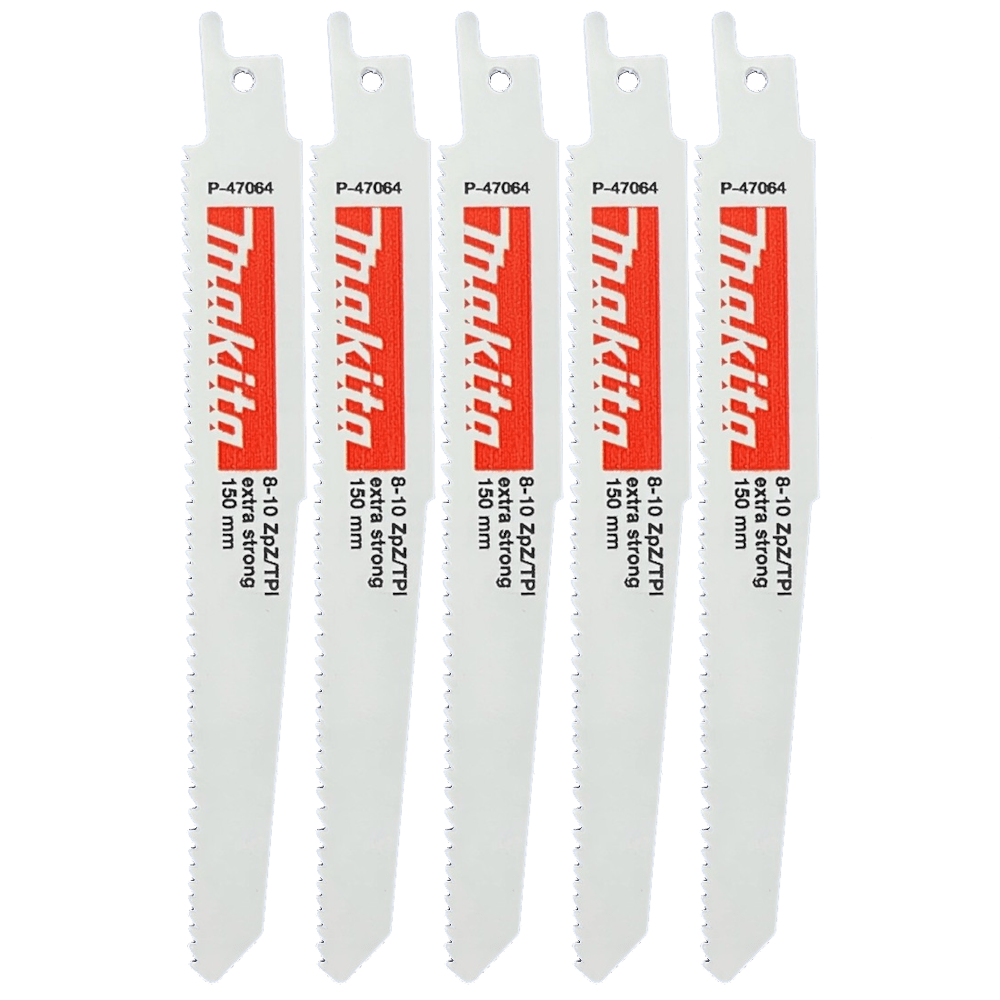 Makita 150mm 8-10TPI Demolition Bi-Metal Recipro Blade 5 Pack P-47064