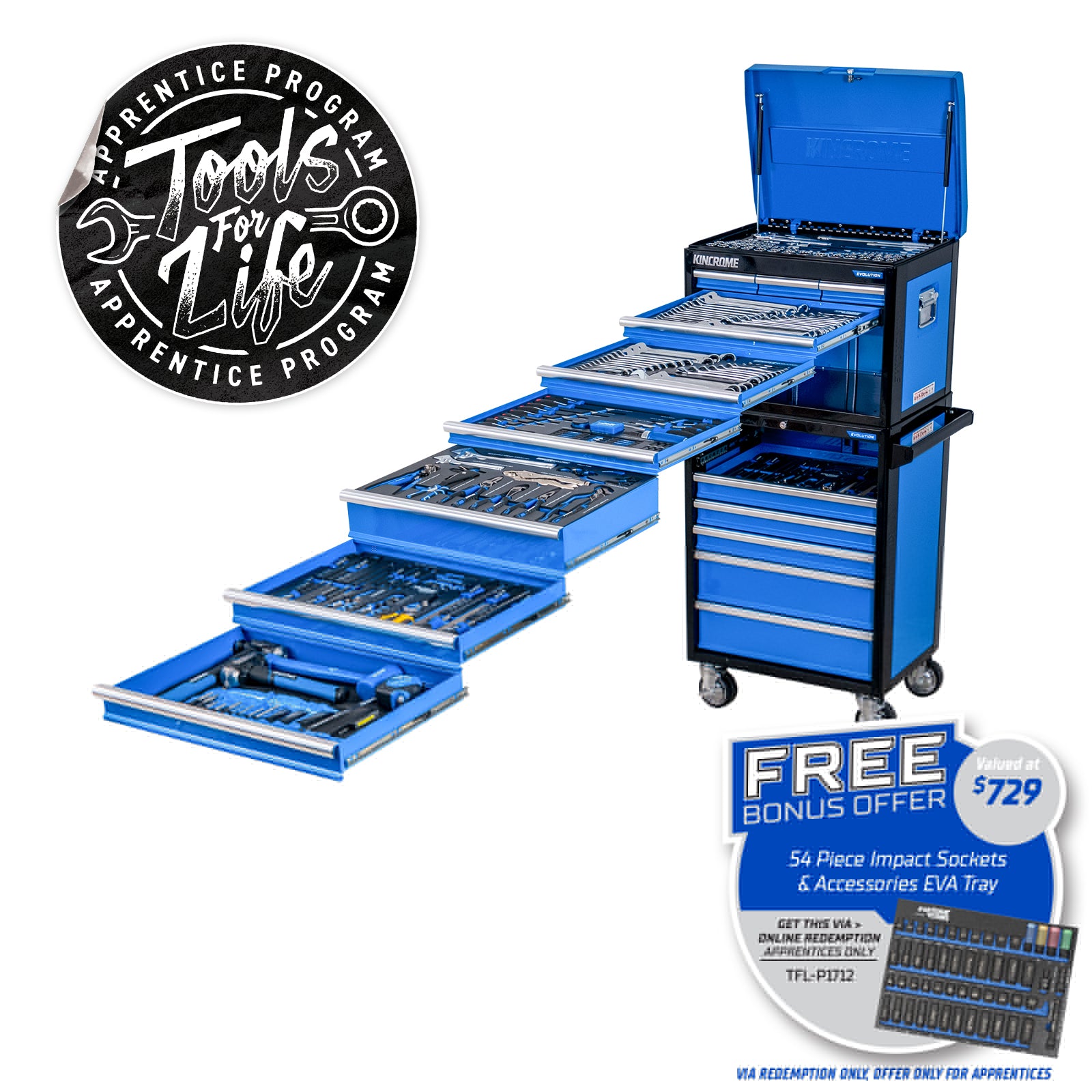 Kincrome 312Pce 14 Drawer 26" Evolution Workshop Tool Kit P1712