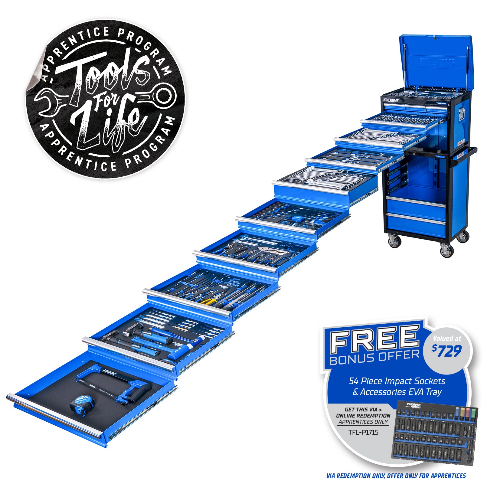 Kincrome EVOLUTION Workshop Tool Kit 382 Piece 14 Drawer (26”) P1715
