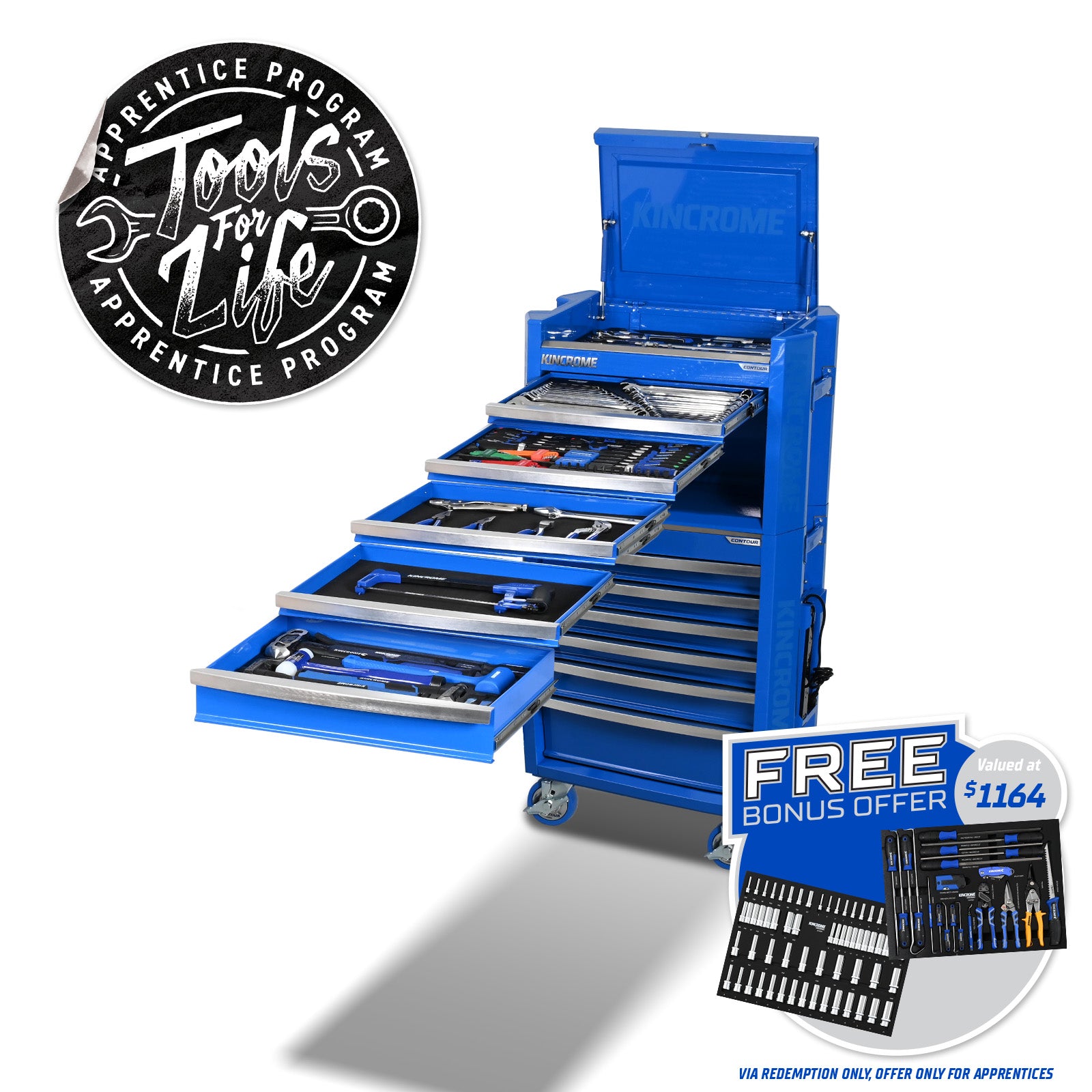 Kincrome CONTOUR® 307 Piece 11 Drawer 29" Workshop Tool Kit P1821