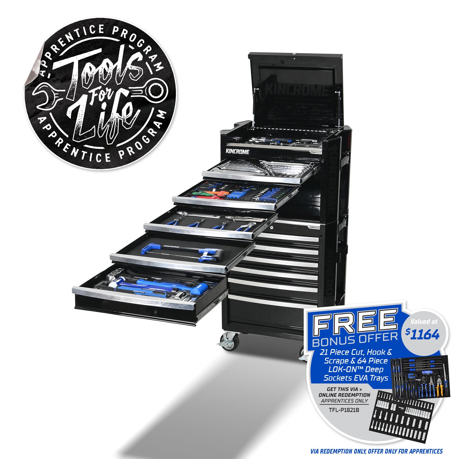 Kincrome CONTOUR® 307 Piece 11 Drawer 29" Workshop Tool Kit P1821