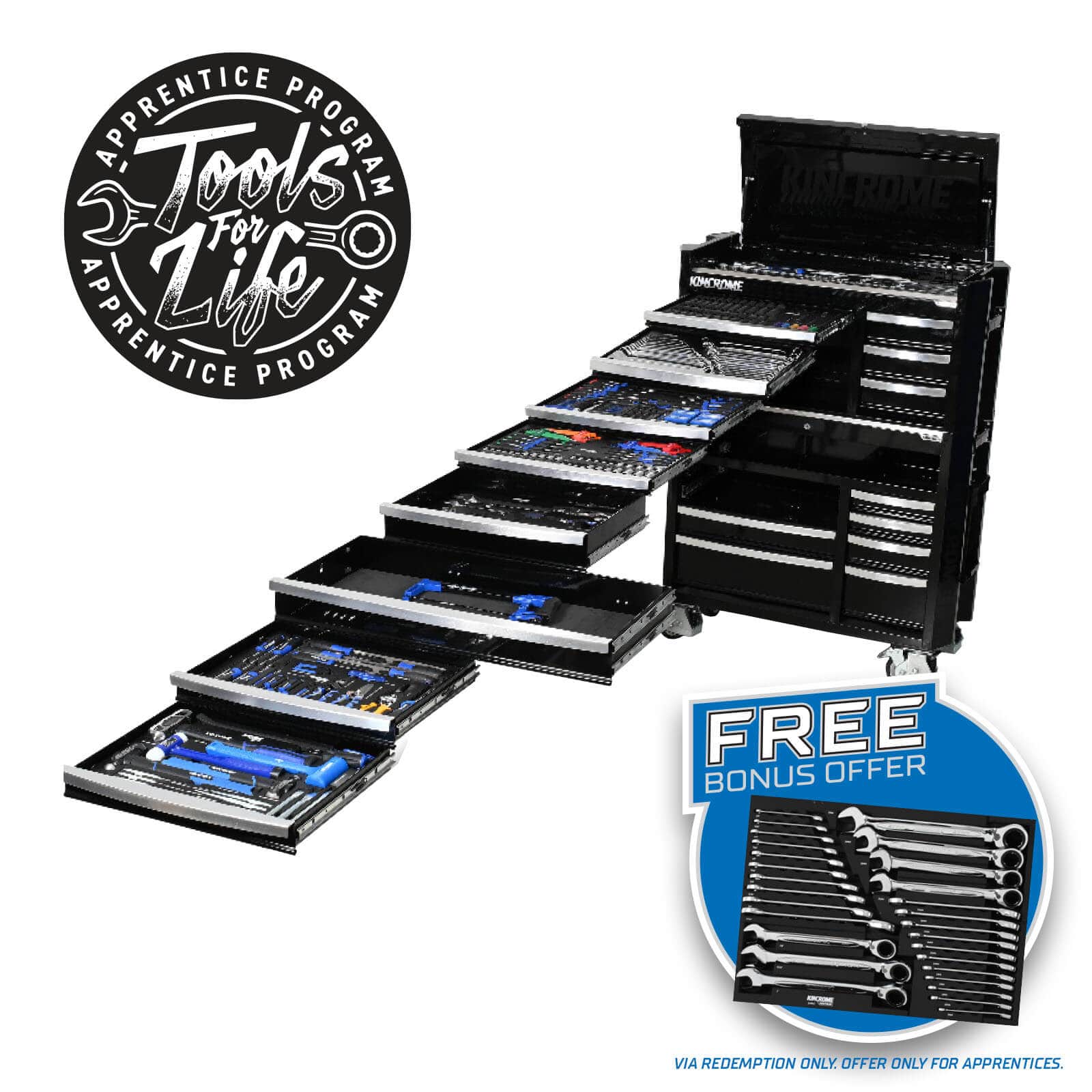 CONTOUR® Workshop Tool Kit 595 Piece 17 Drawer 42” Black - P1826B by Kincrome
