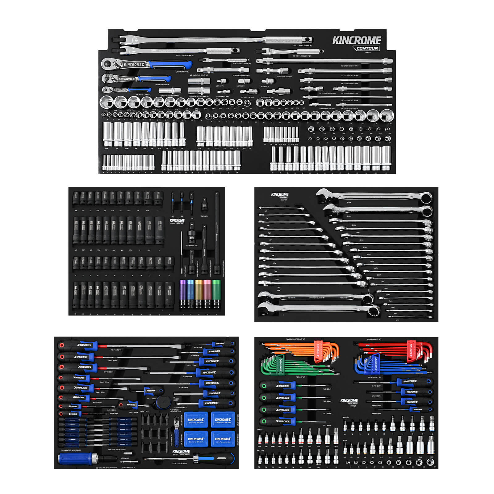 Kincrome CONTOUR® Workshop Tool Kit 595 Piece (17 Drawer) 42” Black P1826B