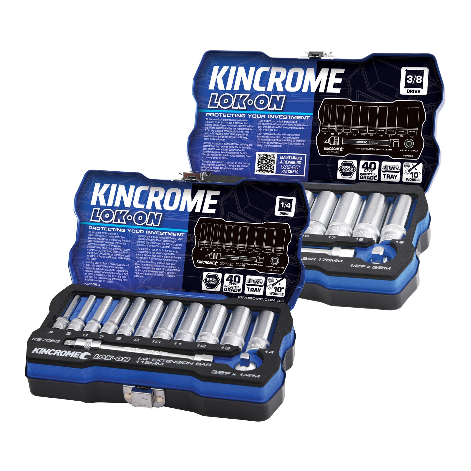 Kincrome LOK-ON™ Deep Socket & Extension Set Promo Bundle 26 Piece – Metric P27056B