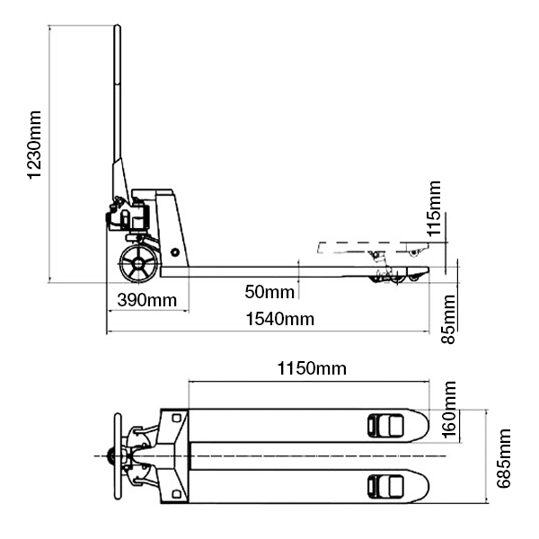 Richmond Wheel & Castor 2500kg Standard Yellow Pallet Trolley PJR001Y