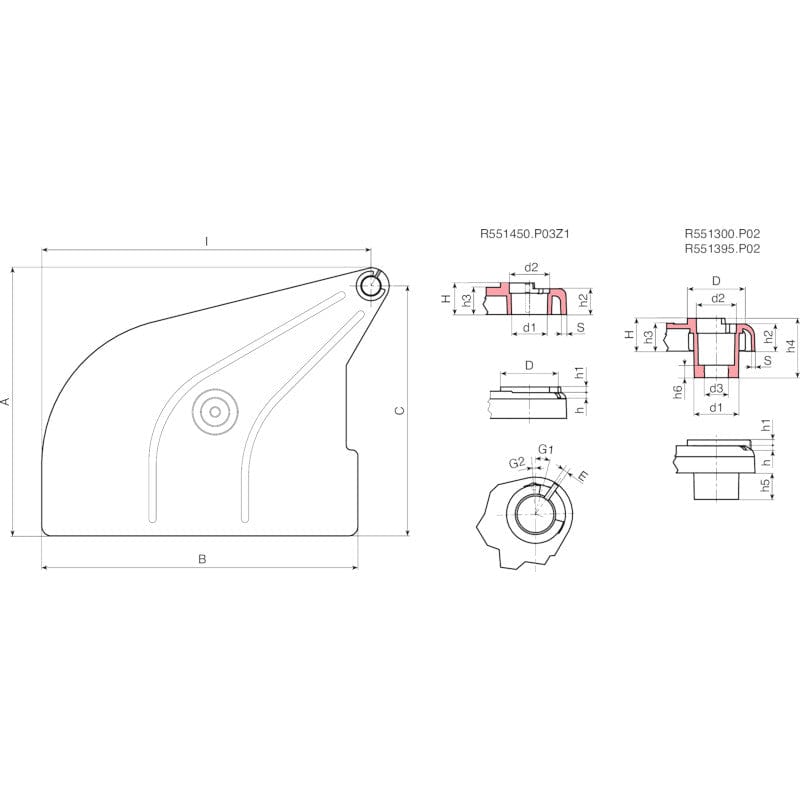 Boteco 350mm Planer Guard (Boomerang) R551 Series R551395.P02