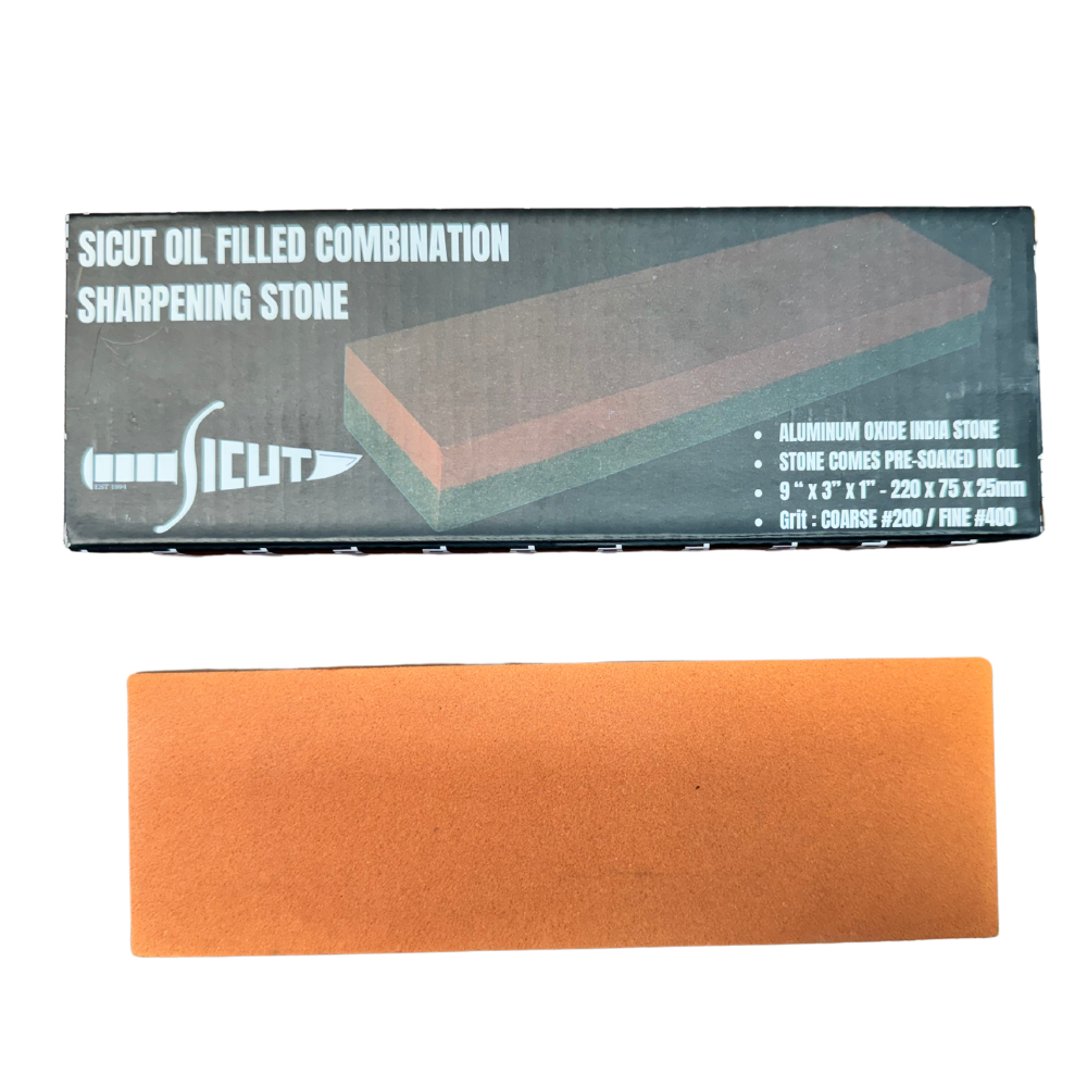 Sicut 9″ x 3″ Aluminium Oxide, Combo, Oil-Filled Sharpening Stone – 200/400 SC2AOGP9X3