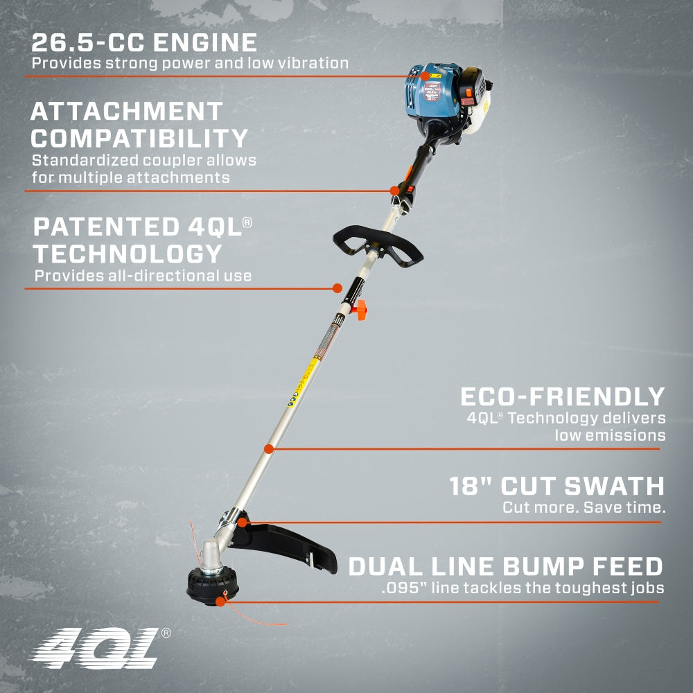 SENIX 4QL® 26.5cc 4-Stroke Petrol Straight-Shaft Line Trimmer GTS4QL-L-EU - 2