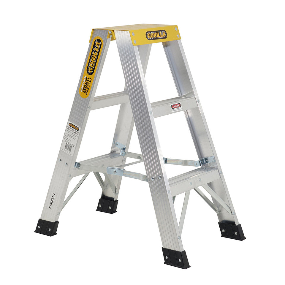 3 Step Aluminium Double Sided 150kg Step Ladder SM003-I by Gorilla