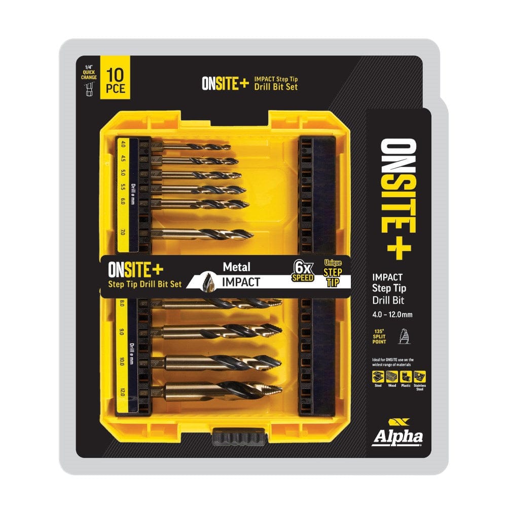 Alpha 10 Piece Onsite Plus Impact Step Tip Drill Set SM10ST