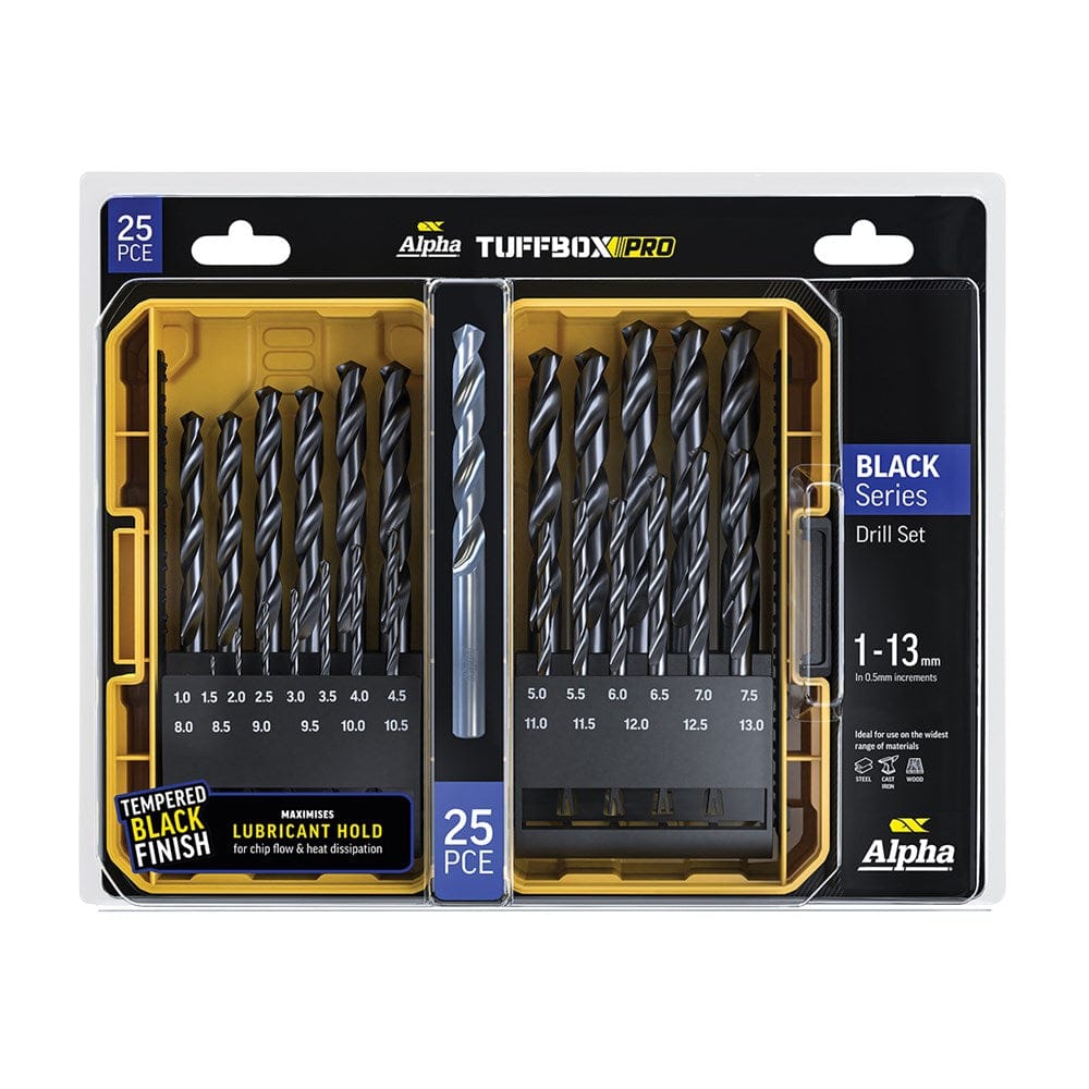 Alpha 25Pce Black Series Metric Tuffbox Pro Drill Set SM25BTP