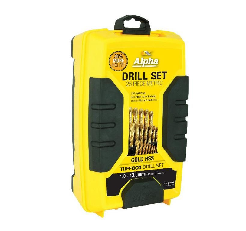 Alpha 25 Piece | 1-13mm in 0.5mm Incriments Gold Series Metric Tuffbox Drill Bit Set SM25PB