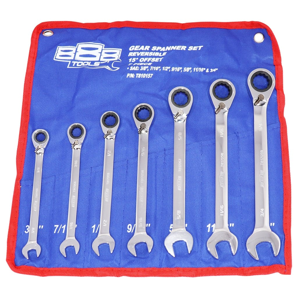 Geared Roe Spanner Set 888 Series 15° Offset Sae 7Pce - T810157 by SP Tools