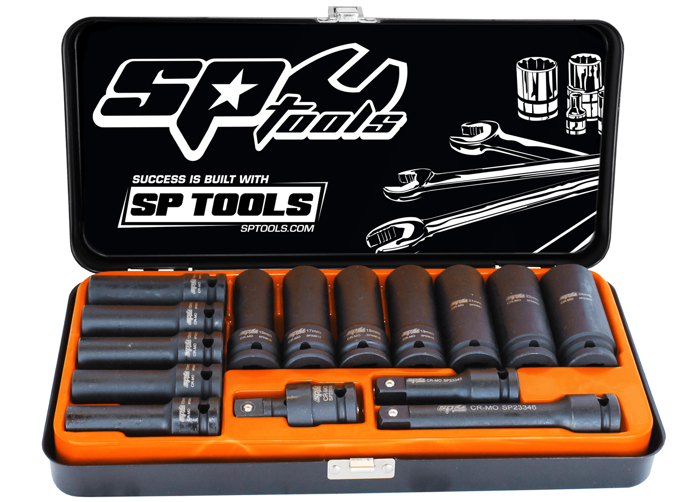 1/2" Drive Deep Impact Socket Set 6PT Metric 15Pce - SP20320 by SP Tools