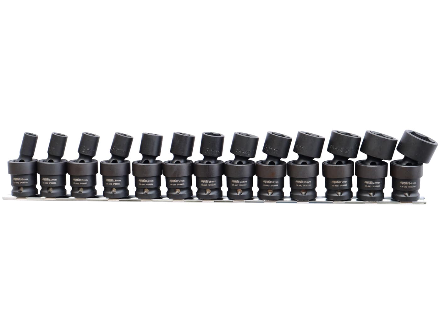 1/2"Drive Impact Socket Rail Set 6PT Metric Swivel 13Pce - SP20356 by SP Tools