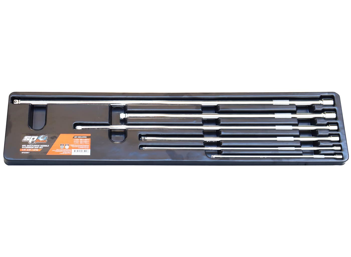 1/4", 3/8" & 1/2" Drive Multi-Drive Wobble Extension Bar Set Long 6Pce - SP20987 by SP Tools