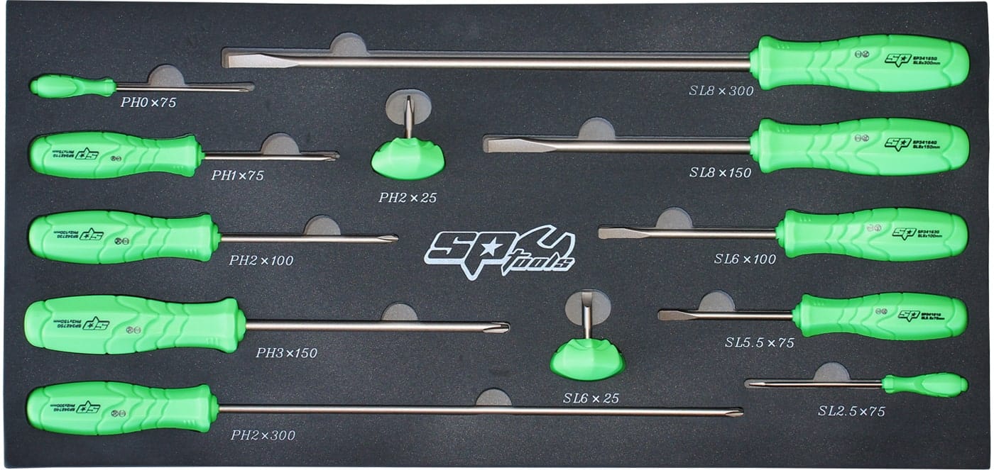 SP Tools Screwdriver Set 12Pce EVA Tool Tray (With Tools) SP34003G