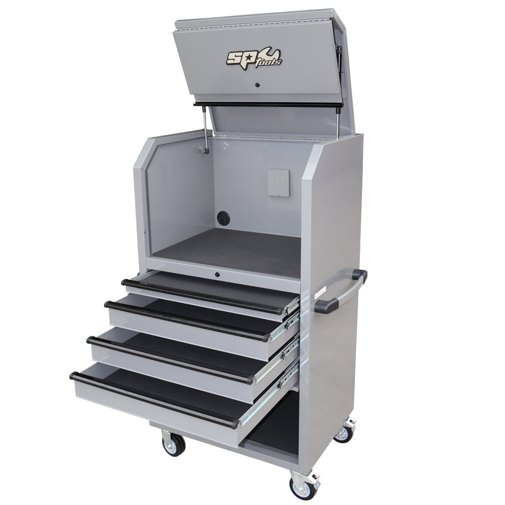 SP Tools 36" USA Sumo Series Diagnostic Station 4 Drawer Lethal Grey / Black Handles SP44550LG-BLK