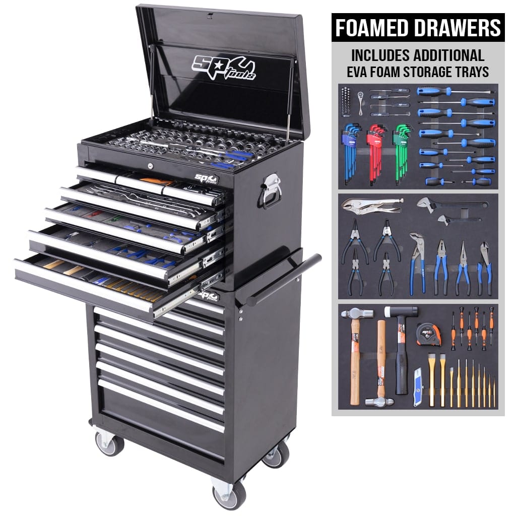 Custom Series Tool Kit 293Pce Metric/Sae + Eva Storage Trays - SP50125X by SP Tools