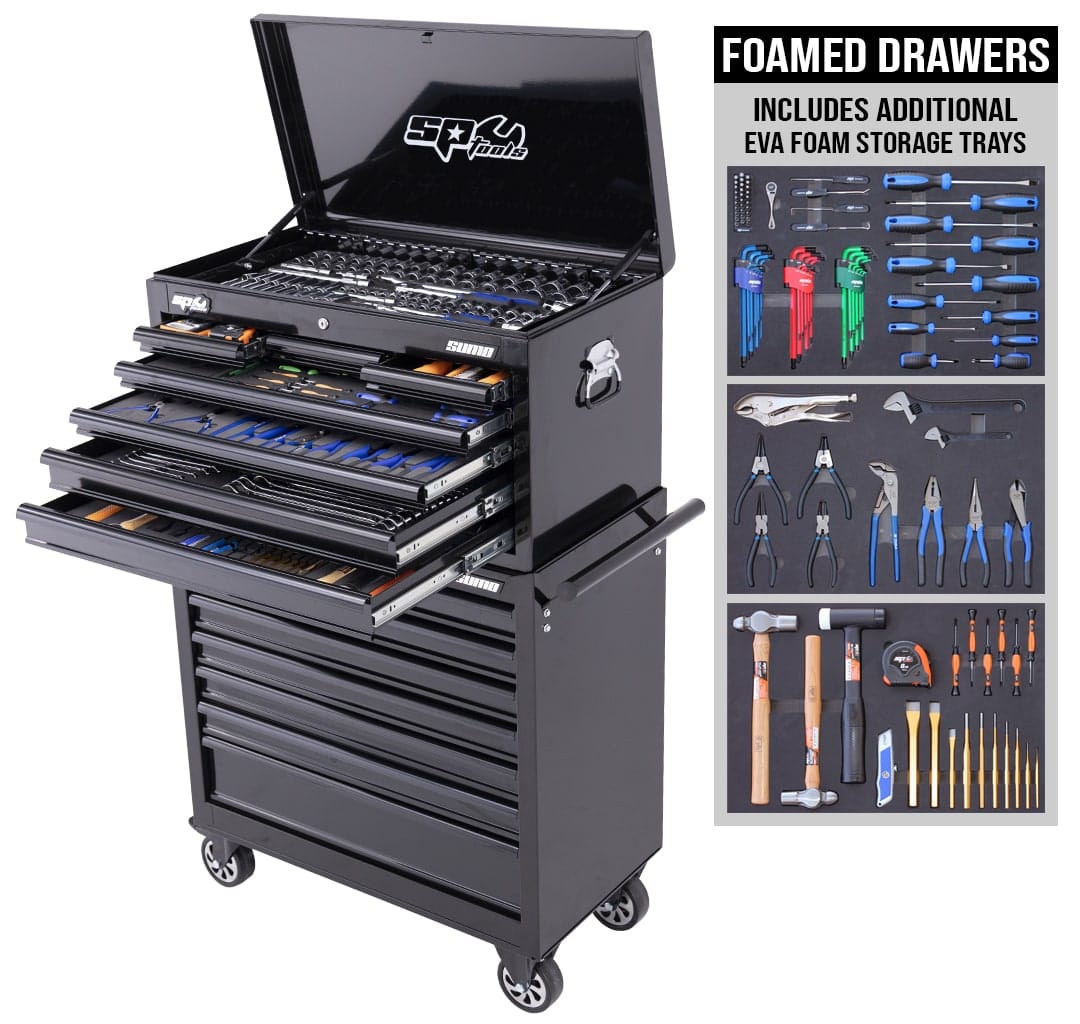 Sumo Custom Series Tool Kit 417Pce Metric/Sae Black Plus Bonus EVA Trays - SP50175X by SP Tools