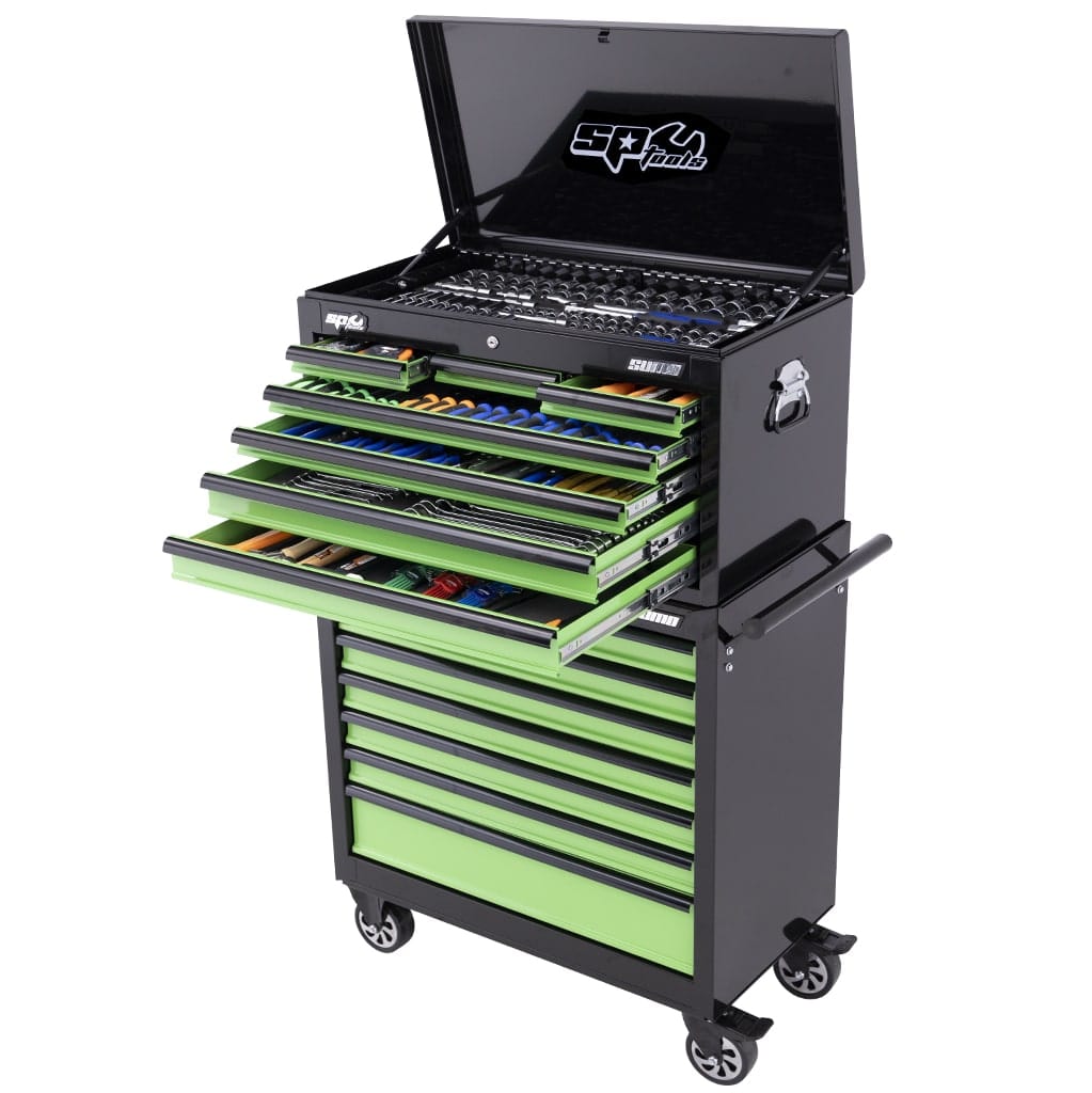 Sumo Custom Series Tool Kit 417Pce Metric/Sae Black/Green - SP50177 by SP Tools