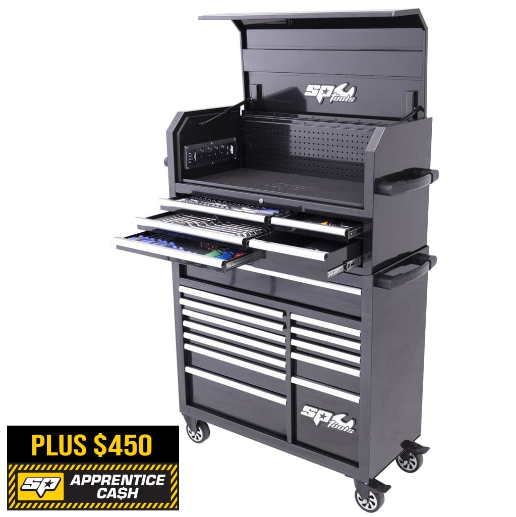 Sumo Series Power Hutch Tool Kit, 300Pce Metric/Sae, Black/Chrome Handles - SP50551 by SP Tools