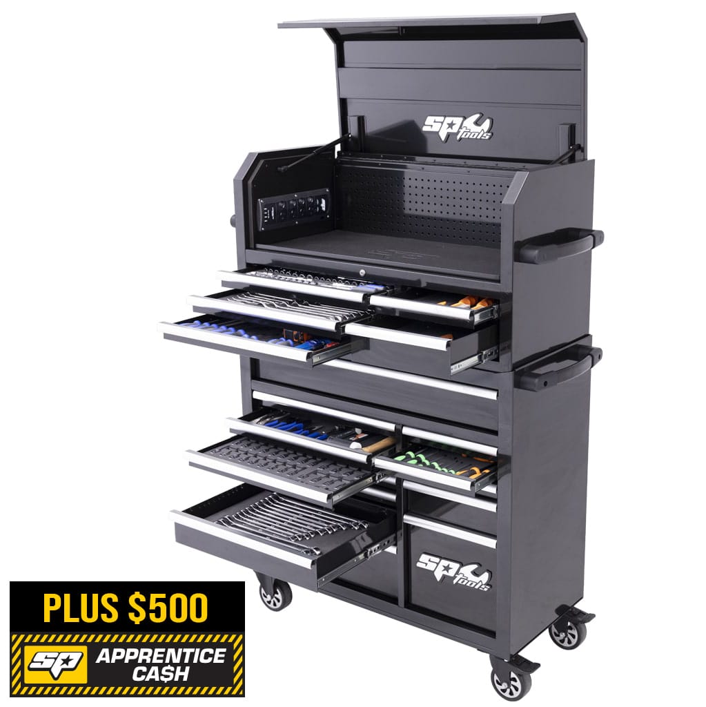 SUMO Series Power Hutch Tool Kit, 548Pce, Metric/Sae, Black/Chrome Handles - SP50557 by SP Tools