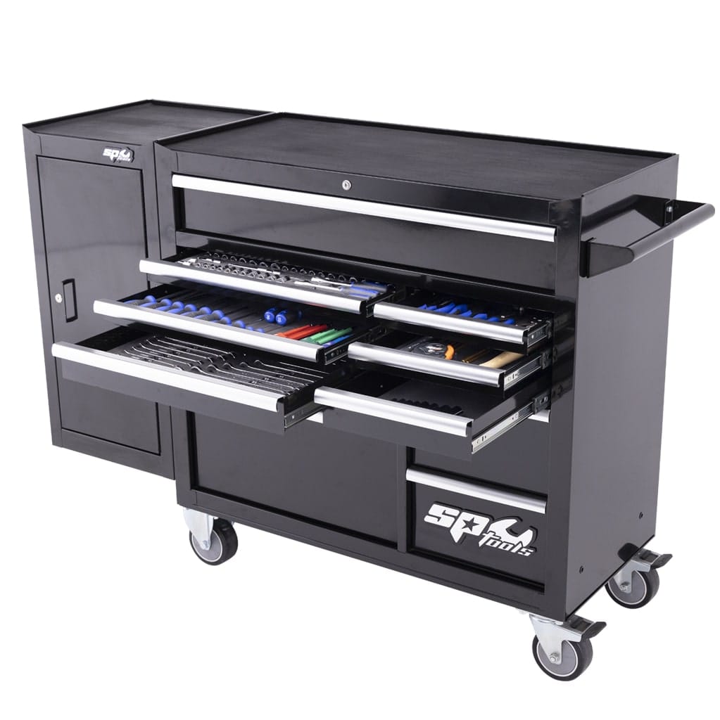 SP Tools Custom Series Roller Cabinet Tool Kit with Side Cabinet - 238pc - Metric/SAE - Black SP50626