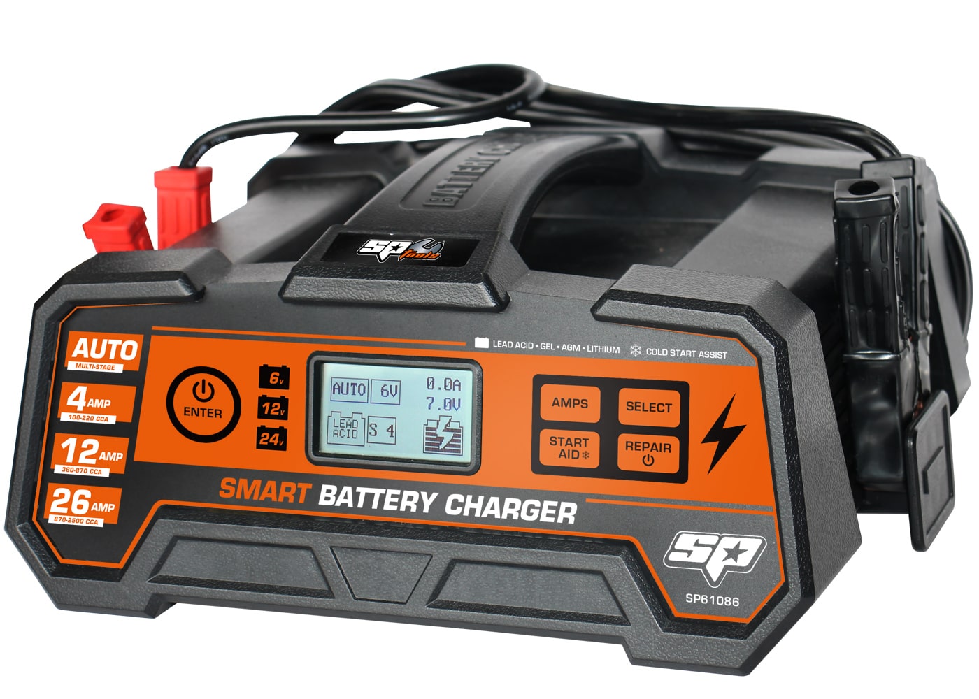 Smart Battery Charger 8 Stage Multi Volt 6, 12 & 24V 26A - SP61086 by SP Tools
