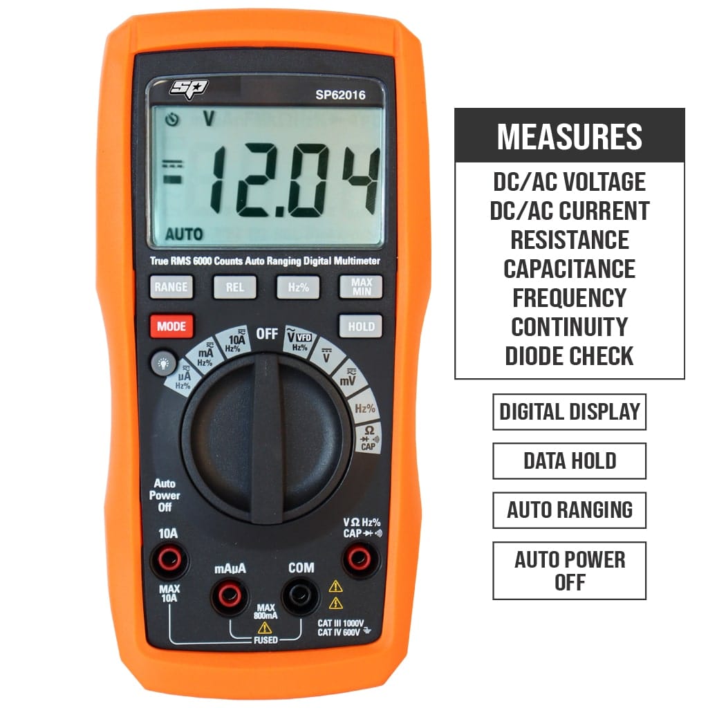 Digital Multimeter Deluxe Automotive 0.8 To 100V - SP62016 by SP Tools