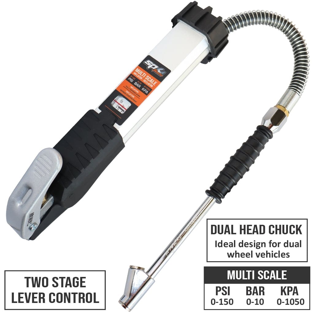 Tyre Inflator With Deflator Convex Lens Gauge Professional - SP65900 by SP Tools