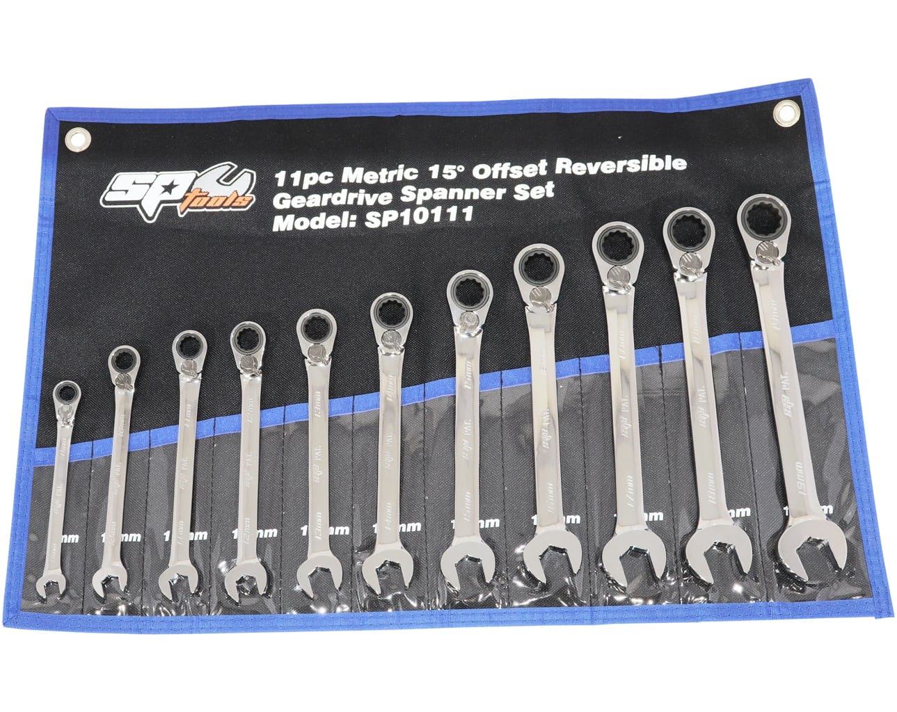 Gear Drive Roe Spanner Set 15° Offset Metric 11Pce - SP10111 by SP Tools