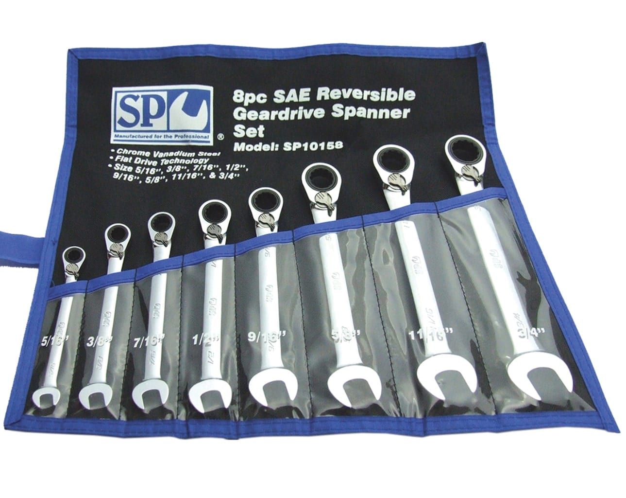 8Pce Imperial Reversible Geardrive Spanner Set SP10158 by SP Tools