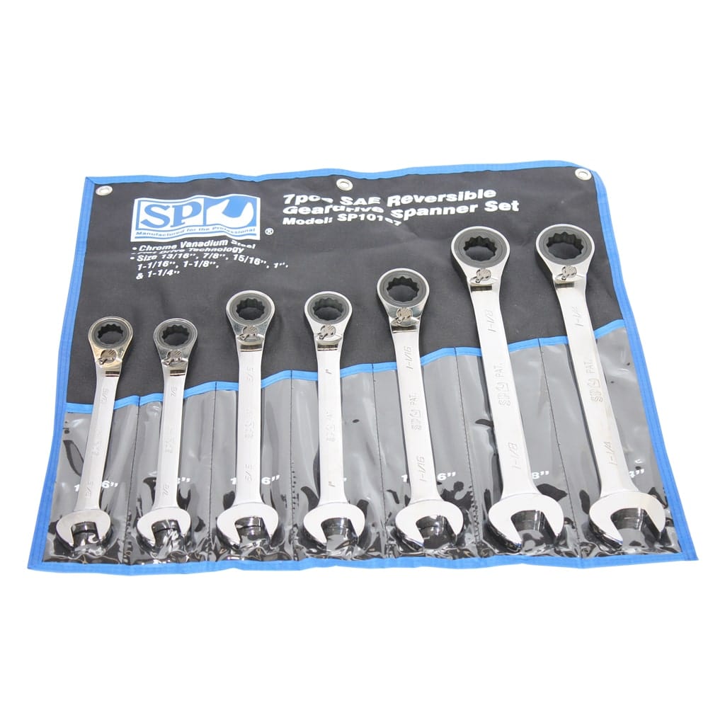 Gear Drive Roe Spanner Set 15° Offset Sae 7Pce - SP10167 by SP Tools
