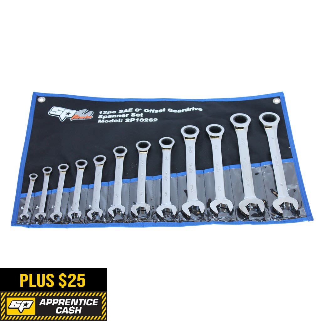 Gear Drive Roe Spanner Set 0° Offset Sae 12Pce  - SP10262 by SP Tools