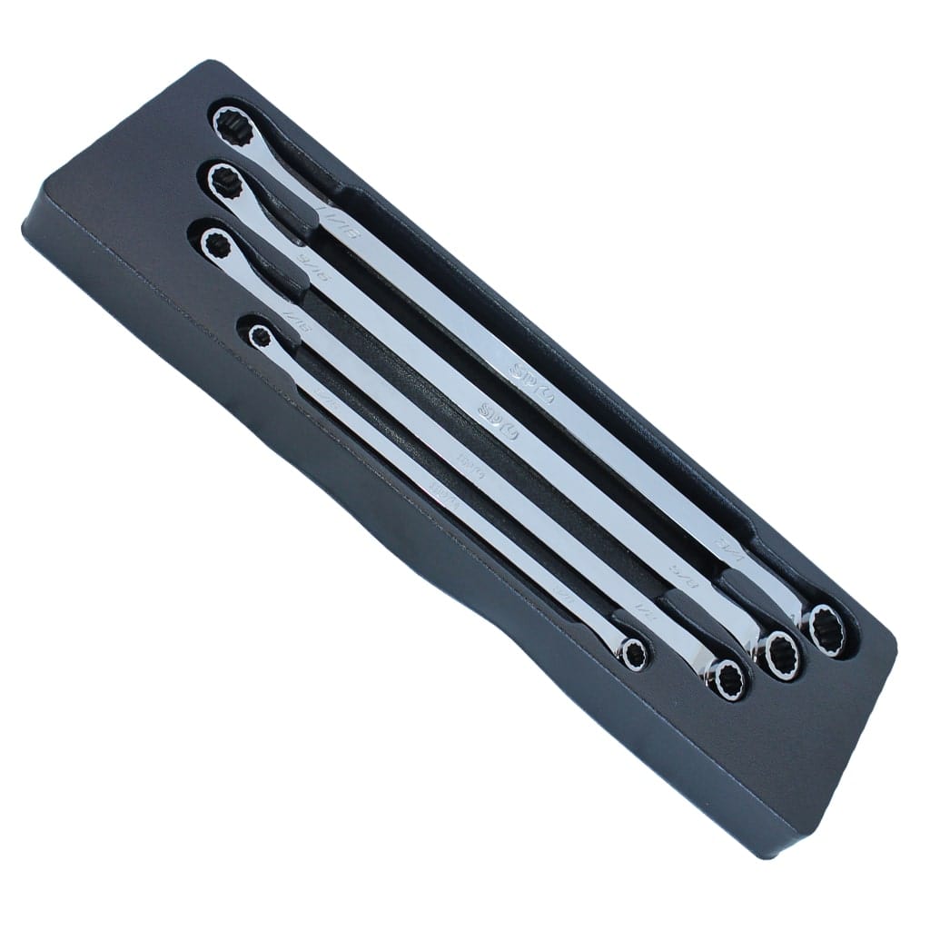Double Ring Long Spanner Set 15° Offset Sae 4Pce - SP10284 by SP Tools