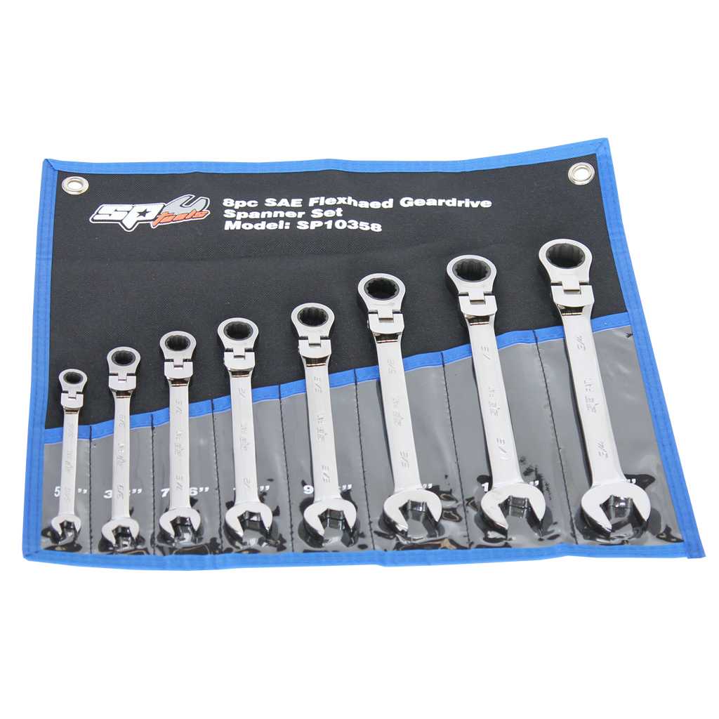 Gear Drive Roe Spanner Set Flex Head Sae 8Pce - SP10358 by SP Tools