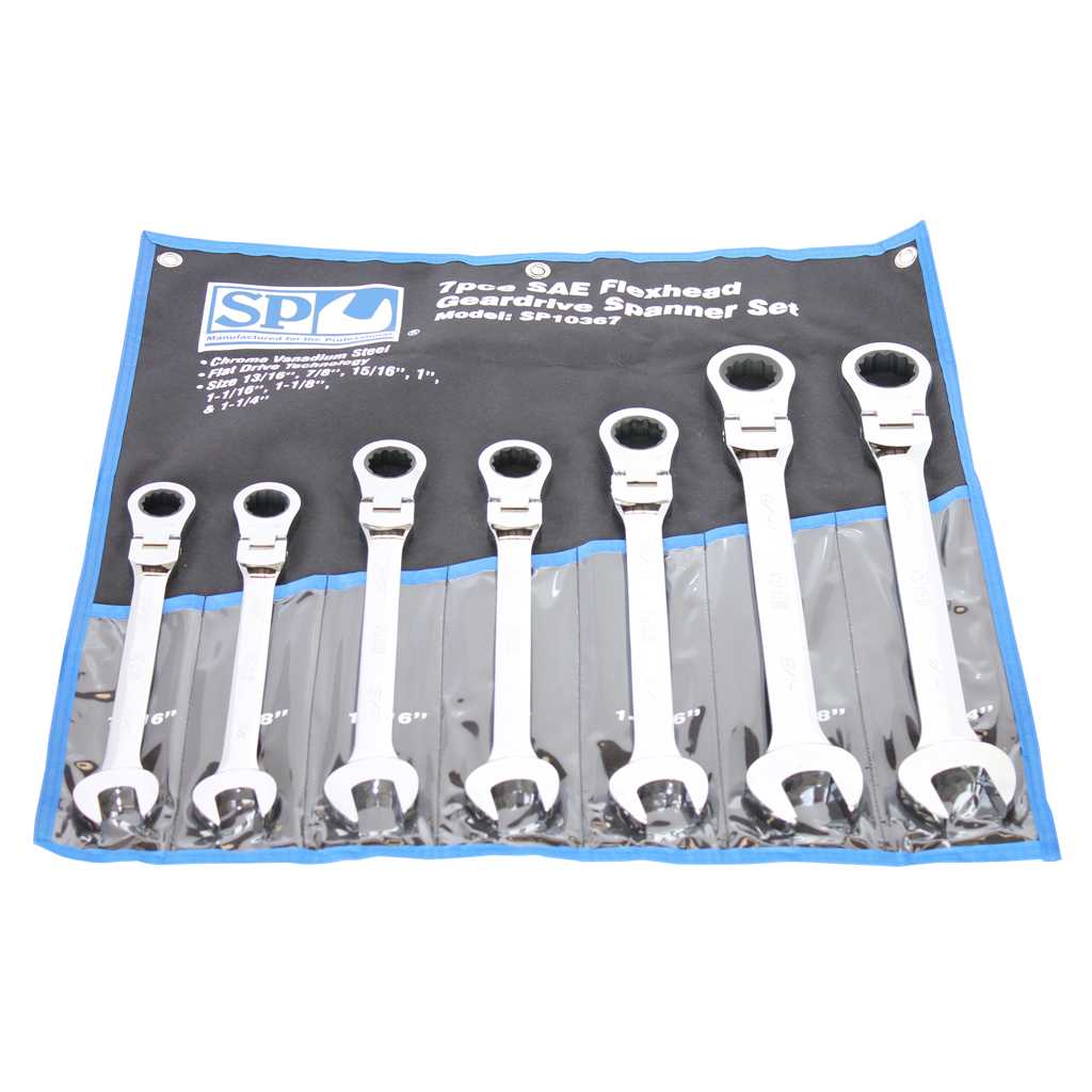 Gear Drive Roe Spanner Set Flex Head Jumbo Sae 7Pce - SP10367 by SP Tools