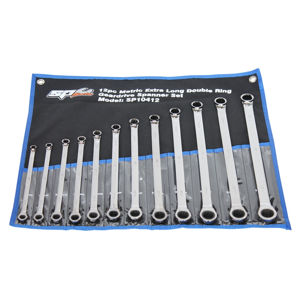 Double Ring Gear Drive Spanner Set, Extra Long, 0° Offset, Metric, 12Pce - SP10412 by SP Tools